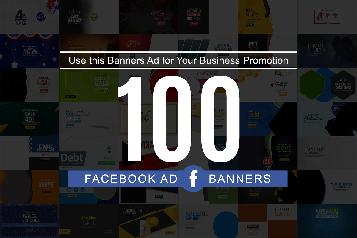 100 Facebook Adsense Banners PSD, a Social Media Template by mwsart (Photo 1 of 2)