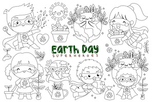 Earth Day Superheroes Clipart