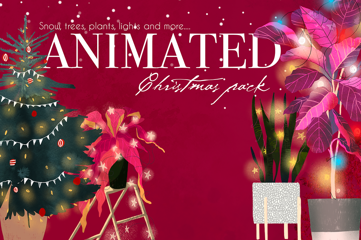 Animated X-mas pack-plants,snow,etc!, an Illustration by holaholga (Photo 1 of 4)