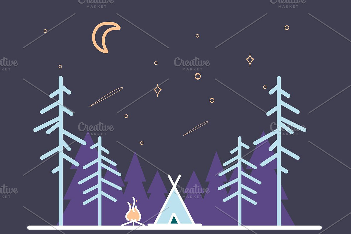Outline Camping Labels + Elements, a Background Graphic by 2dvillShop (Photo 7 of 13)