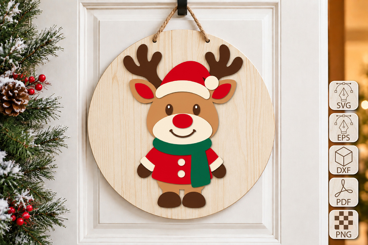 Christmas Reindeer Santa Laser Cut, a Seasonal Illustration by Canvas Craft (Photo 1 of 4)