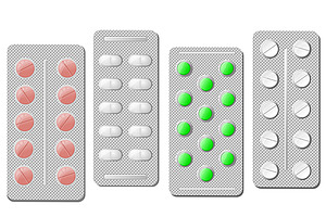 Realistic pills in silver blisters, an Object Graphic by Vector Tradition
