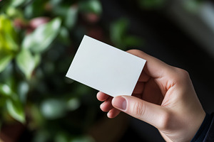 Hand Holding Blank Business Card for Customization, an Abstract Photo by Natalia Klenova's Shop