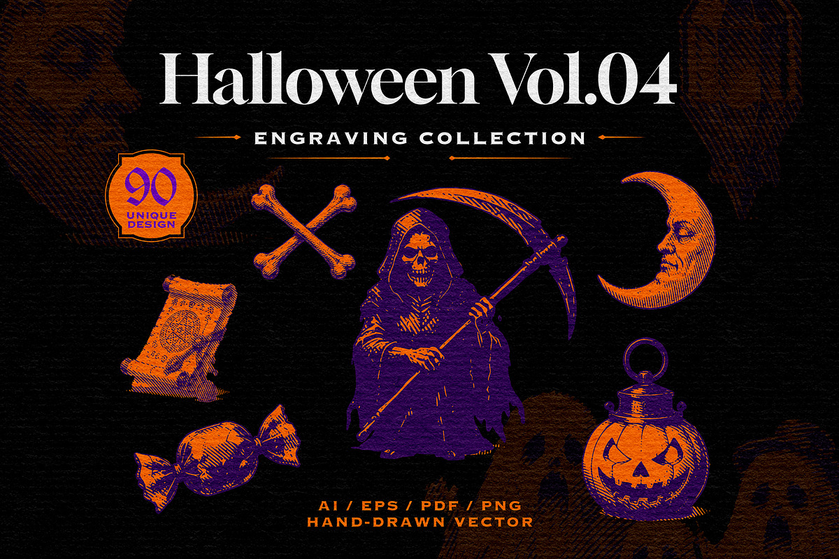 Halloween Vintage Engraving Vol.04, an Object Illustration by Alara Studio (Photo 1 of 6)