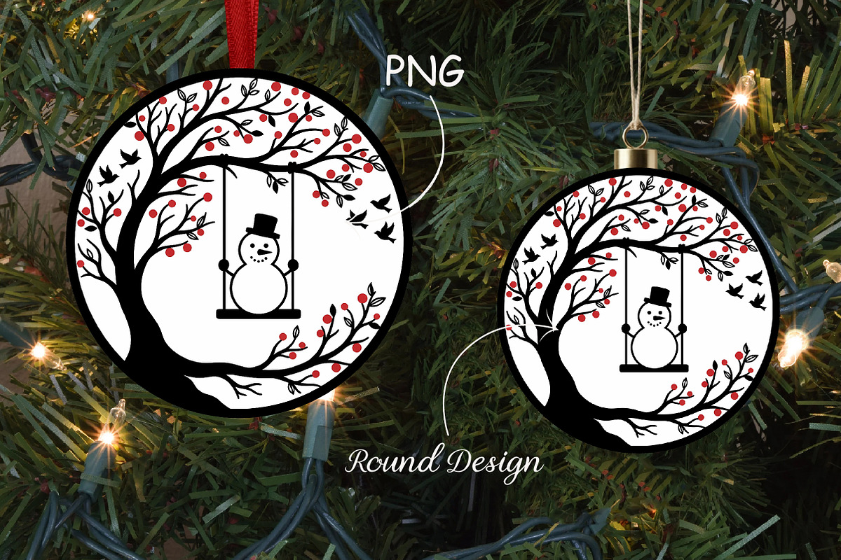 Christmas Snowman Swing Ornament, a Seasonal Illustration by CrexoraLab (Photo 1 of 3)