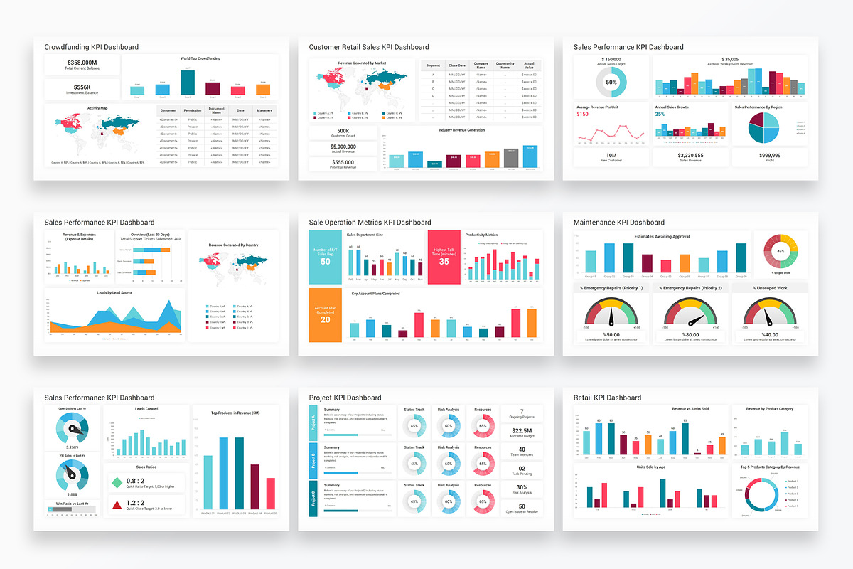 KPI Dashboard PowerPoint Template, a Presentation Template by SlideGrand (Photo 4 of 6)