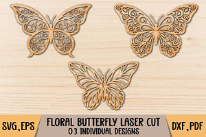 Floral Scroll Butterfly Laser Cut, a Graphic by Pixels.Craft