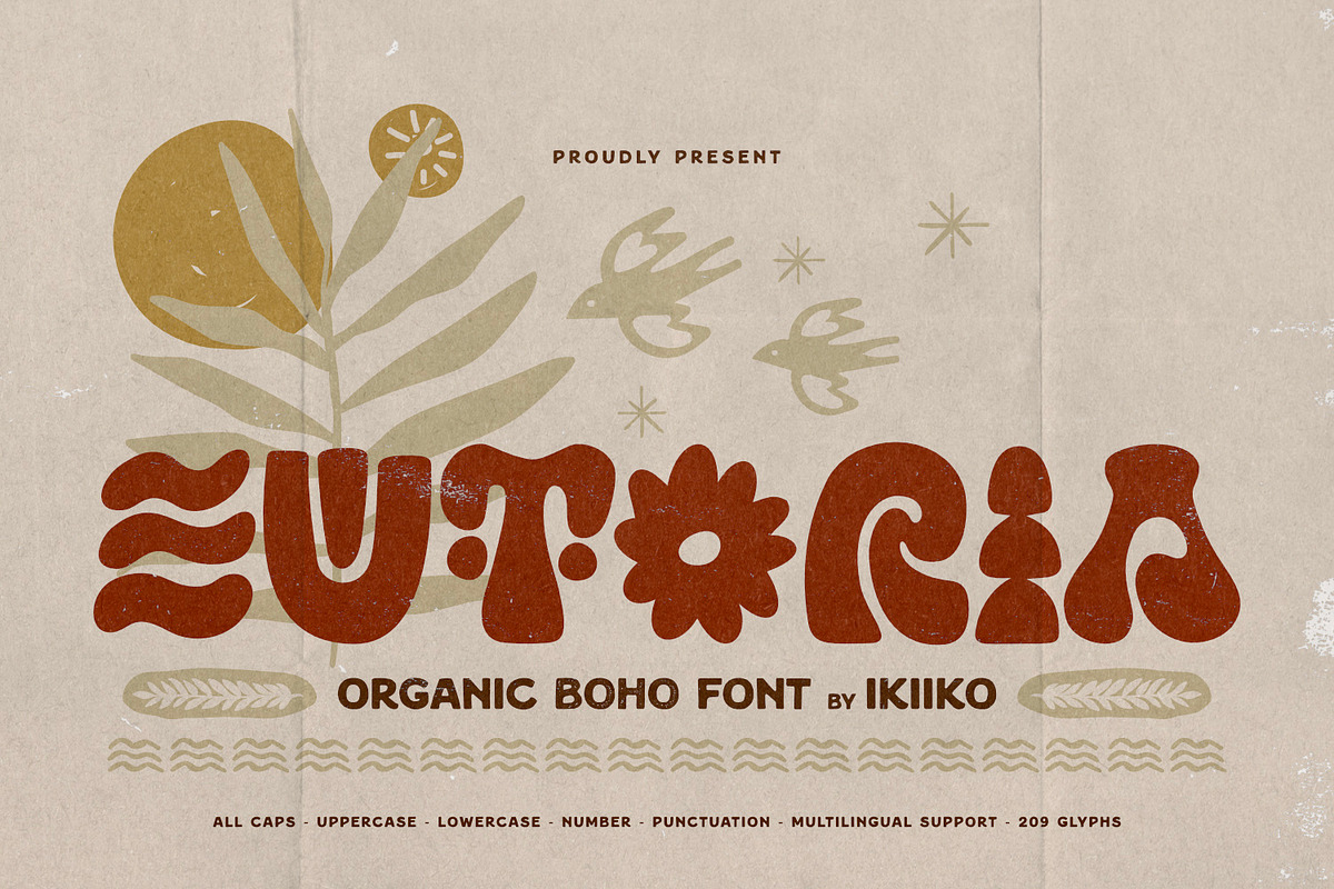 Eutoria - Organic Boho Font, a Symbol Font by ikiiko (Photo 1 of 7)