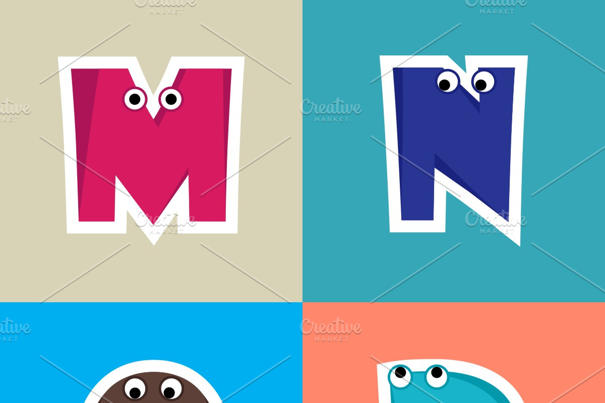 Alphabet Cartoon Letter Design Set, an Education Illustration by shahsoft
