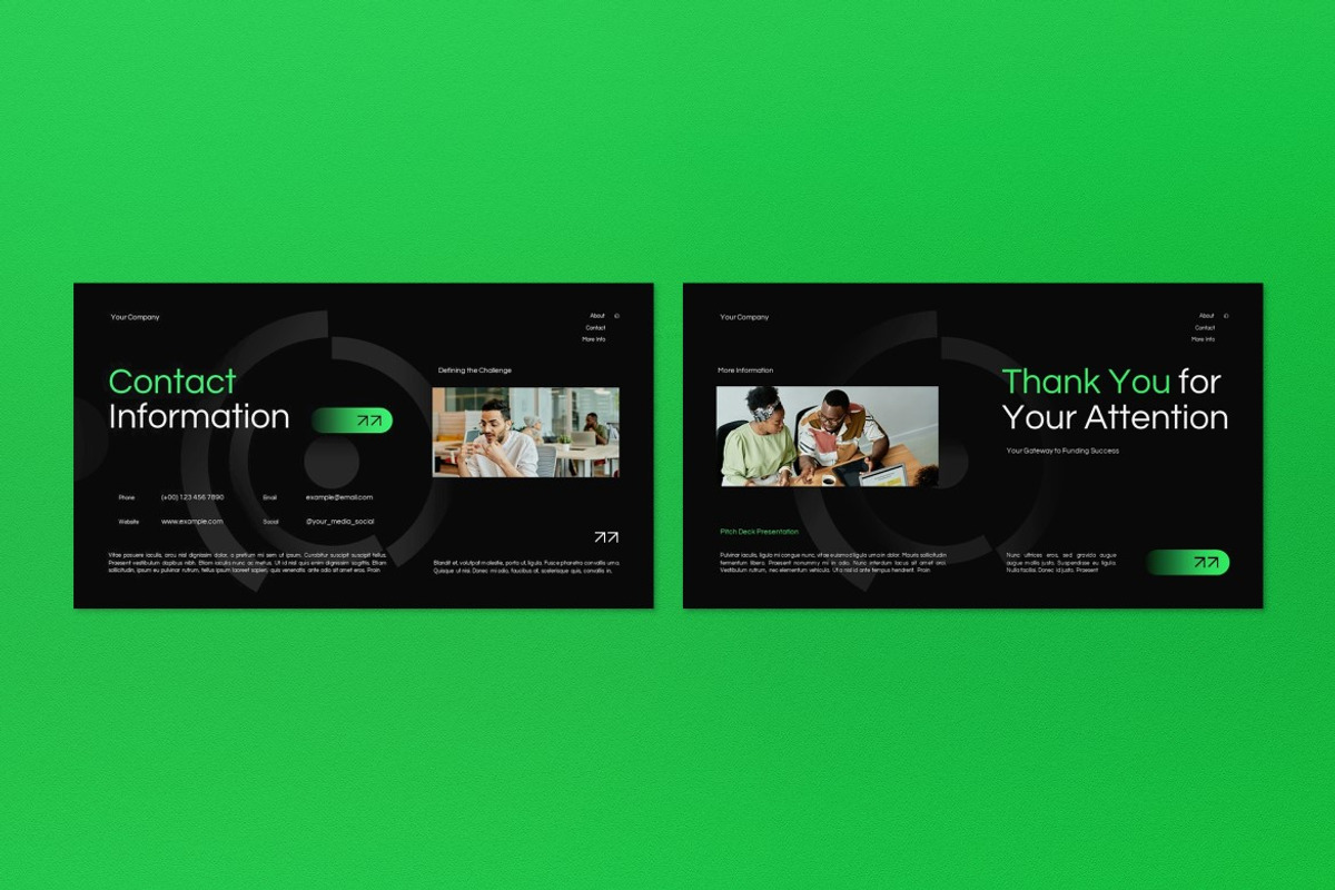Black Green Modern Pitch Deck PPT, a Presentation Template by graphicook