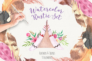Watercolor Rustic Set