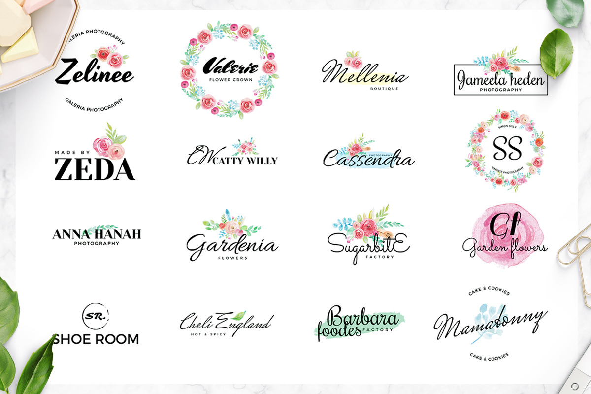 50 Premade Feminine Logos, a Branding & Logo Template by Birka Studio (Photo 2 of 8)