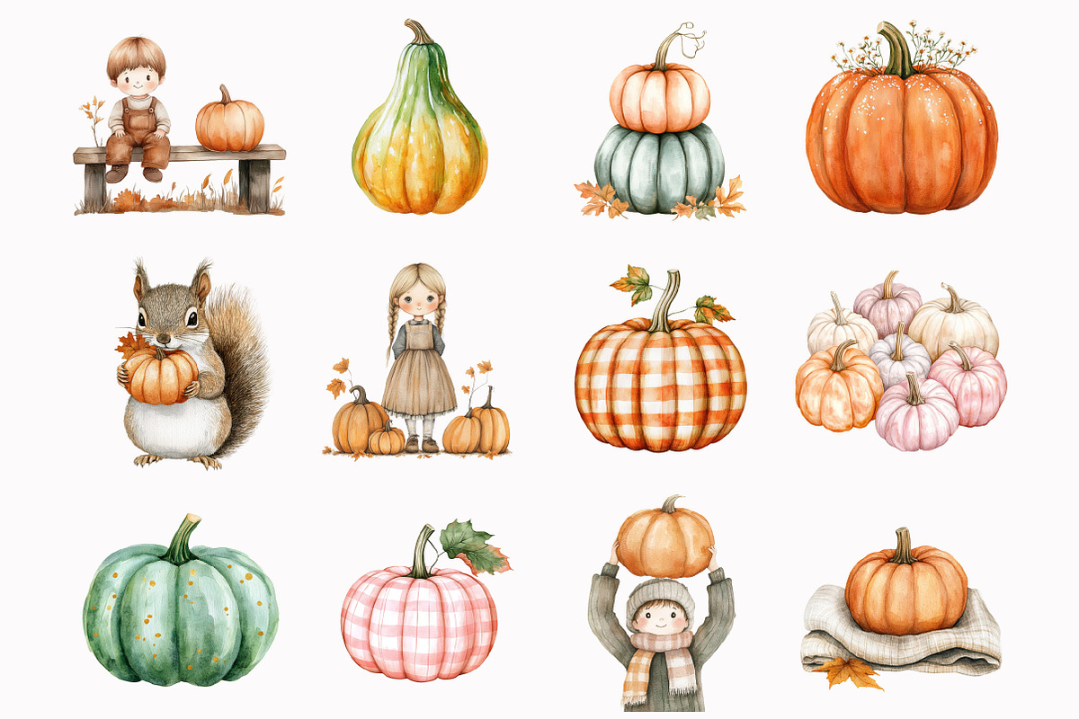 Cottagecore Pumpkin Clipart, an Illustration by Design Market (Photo 2 of 5)