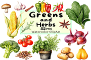 Vegetables Collection Clipart, a Food Illustration by Watercolor Digital (Thumbnail 1 of 9)