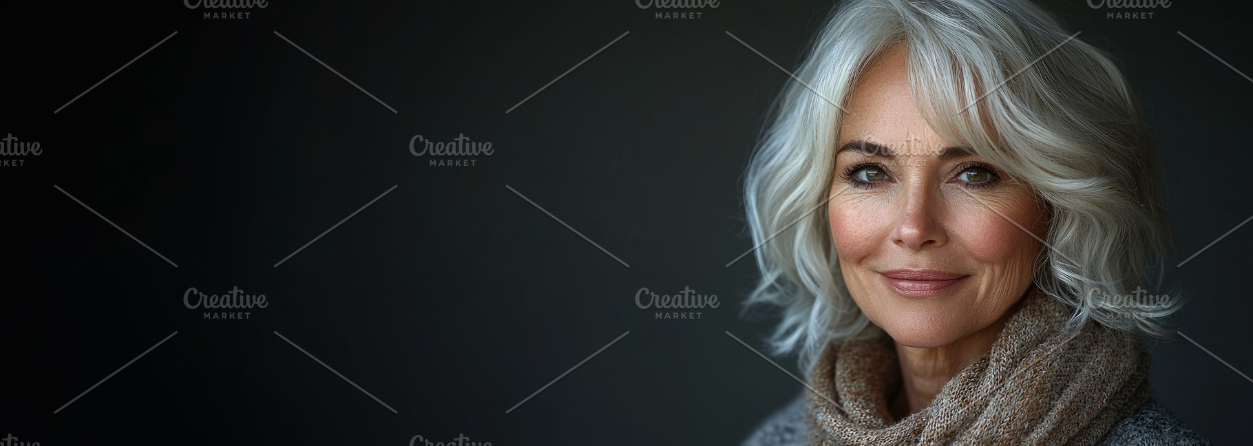 Elegant mature woman with short silver hair smiling warmly while, a Person Photo by José Manuel Gelpi