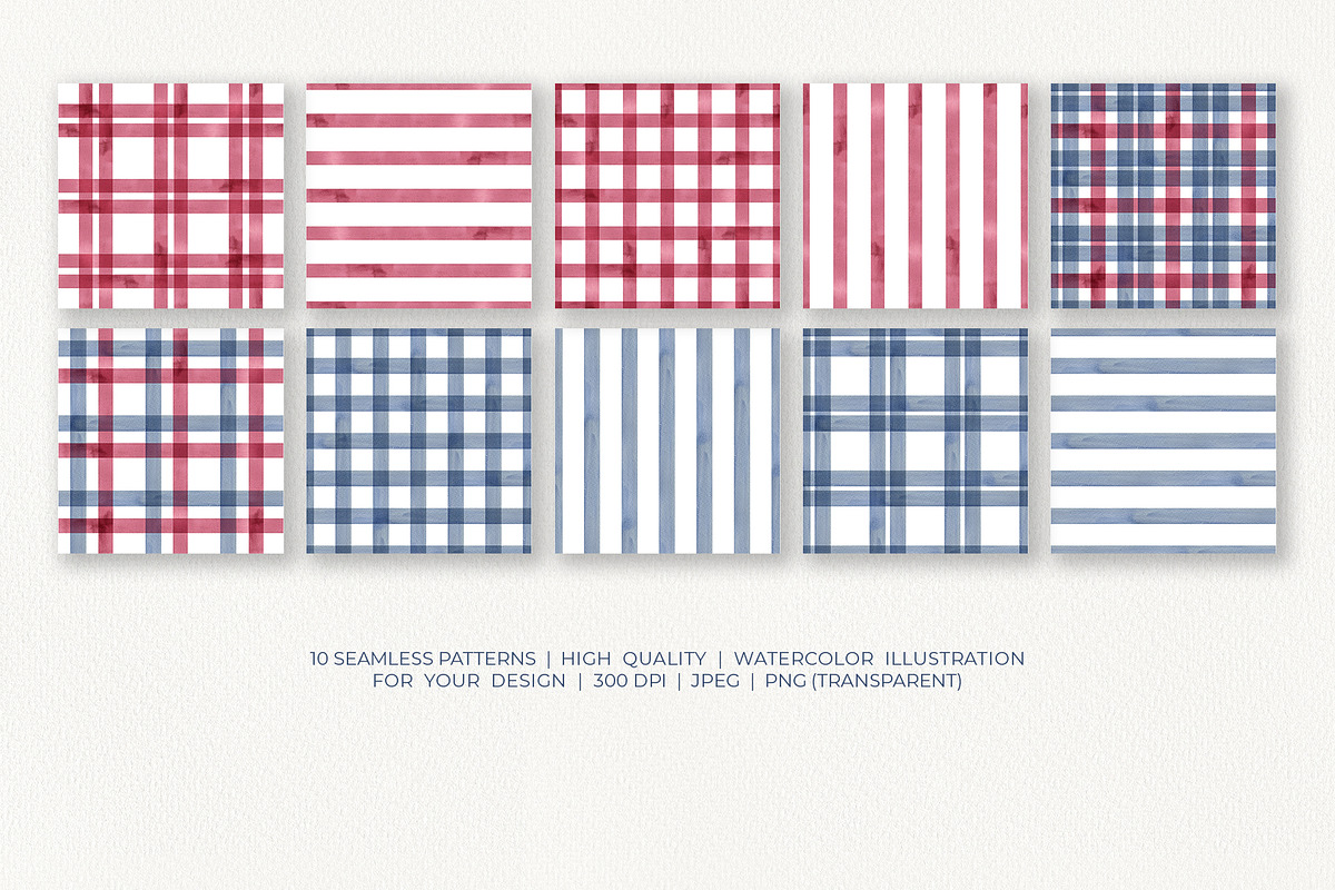 Plaid & Stripe Watercolor Patterns, a Texture Illustration by YarovaArt (Photo 3 of 9)