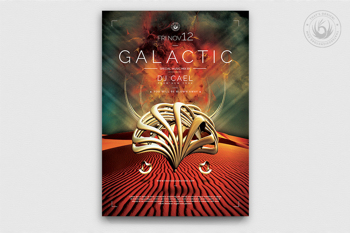 Galactic Sound Flyer Template V1, a Flyer Template by ThatsDesignArt (Photo 1 of 7)