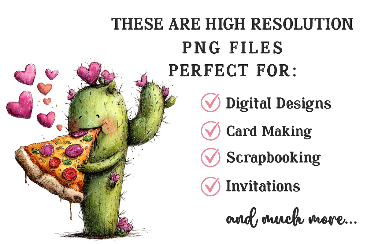 Whimsical Valentine Cactus Clipart, an Illustration by OK Design (Photo 4 of 6)