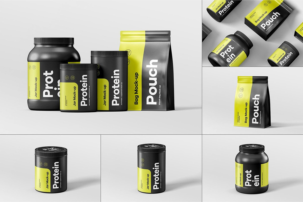Protein Set Mock-up, a Packaging Mockup by Se٧enStudio (Photo 1 of 8)