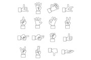 Hand gesture icons set, an Outline Icon by Ylivdesign