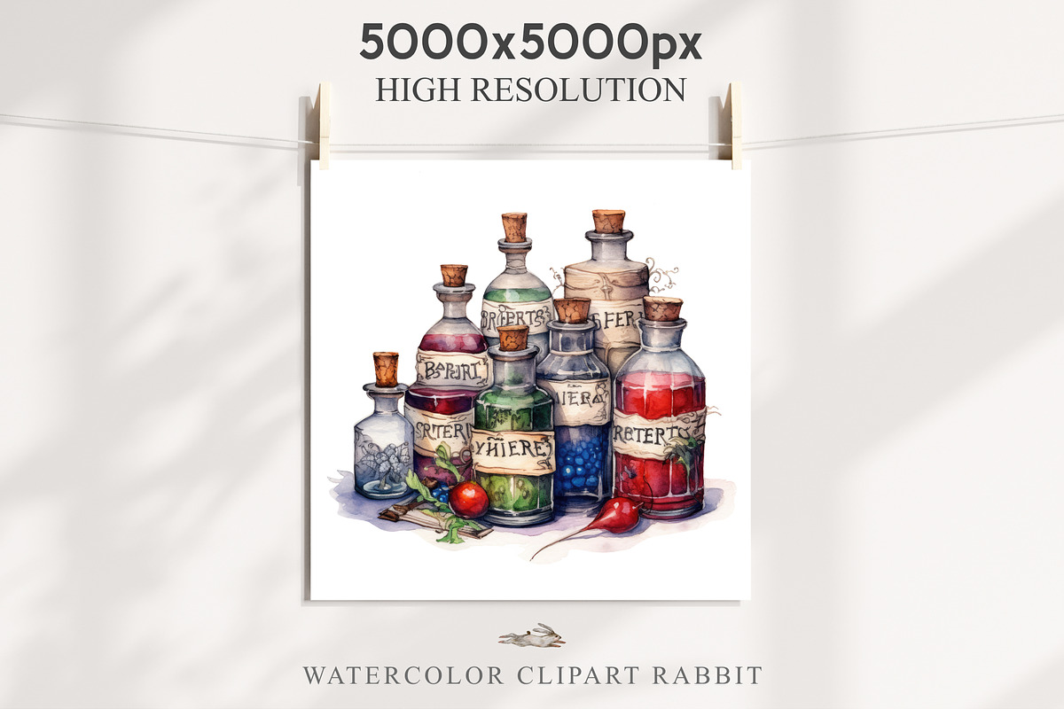 Witch Poison Bottles Scary Halloween, a Seasonal Illustration by Rabbit Heart (Photo 8 of 10)