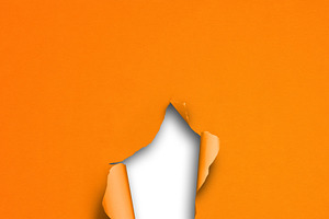 Orange Torn Paper With Hole