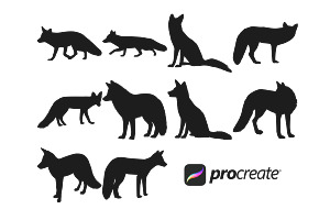 Fox Silhouette Set 1 Procreate Brush