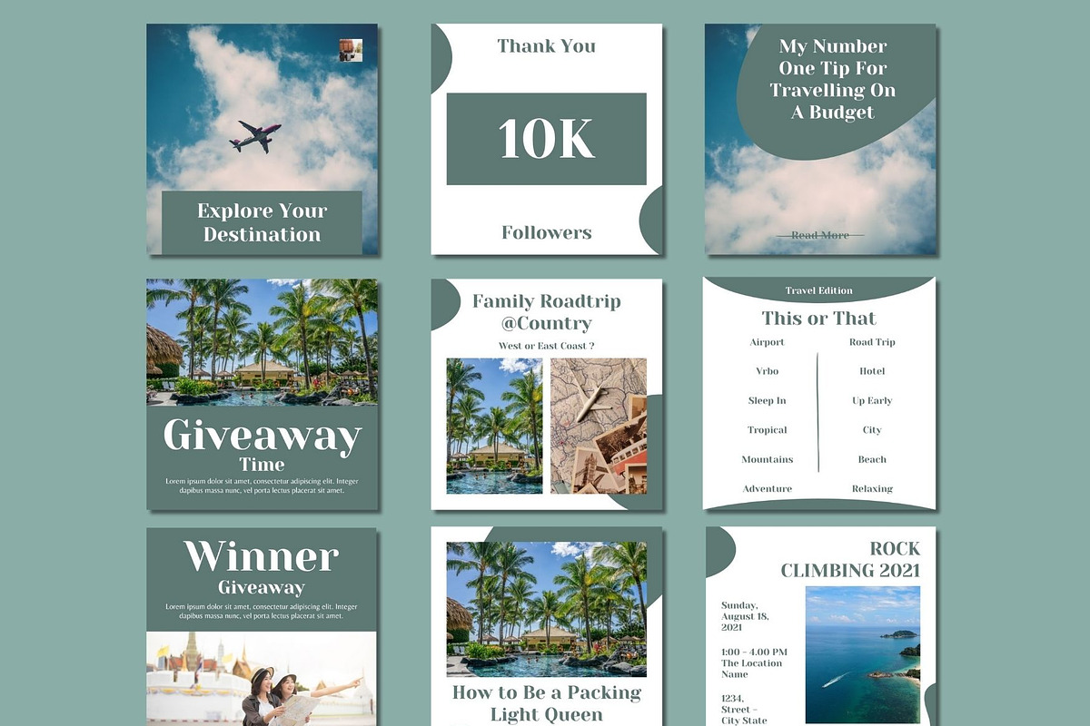 Elegant Travel Social Media Template, a Social Media Template by BoontenStudio (Photo 2 of 7)