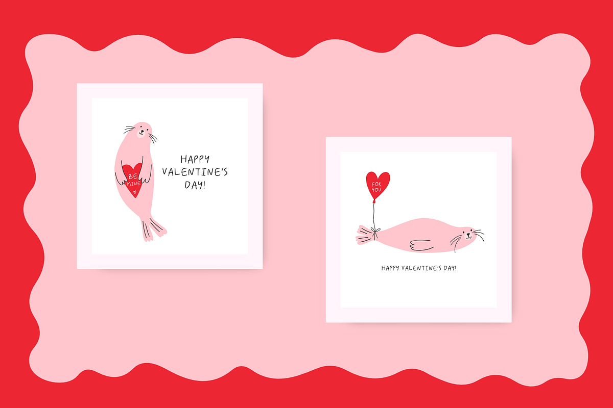 Cute Seal. Valentine's Day Clip Art, a Decorative Illustration by Barkova Nadya (Photo 4 of 7)