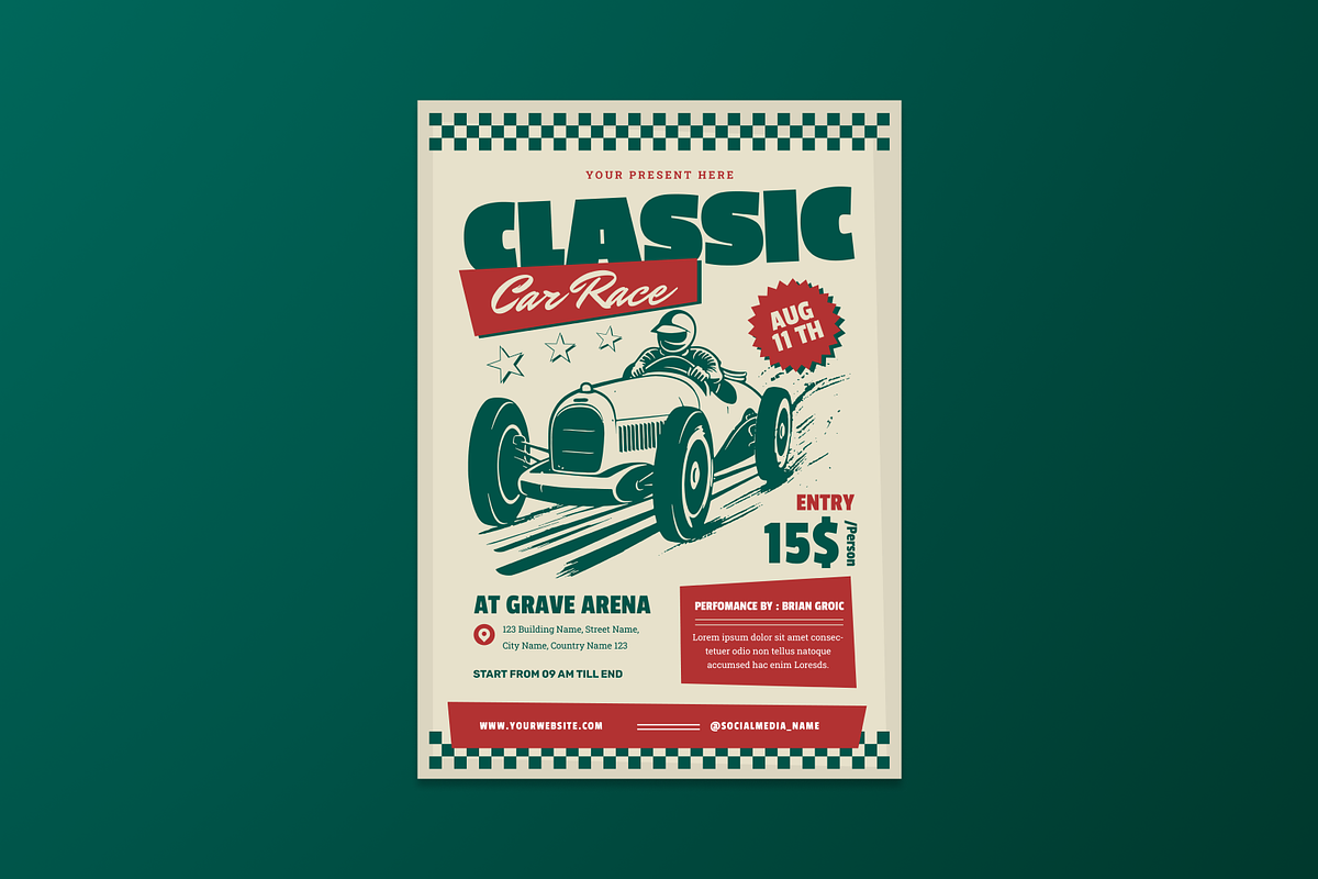 Classic Car Race Flyer, a Flyer Template by MMPixelCraft (Photo 4 of 5)