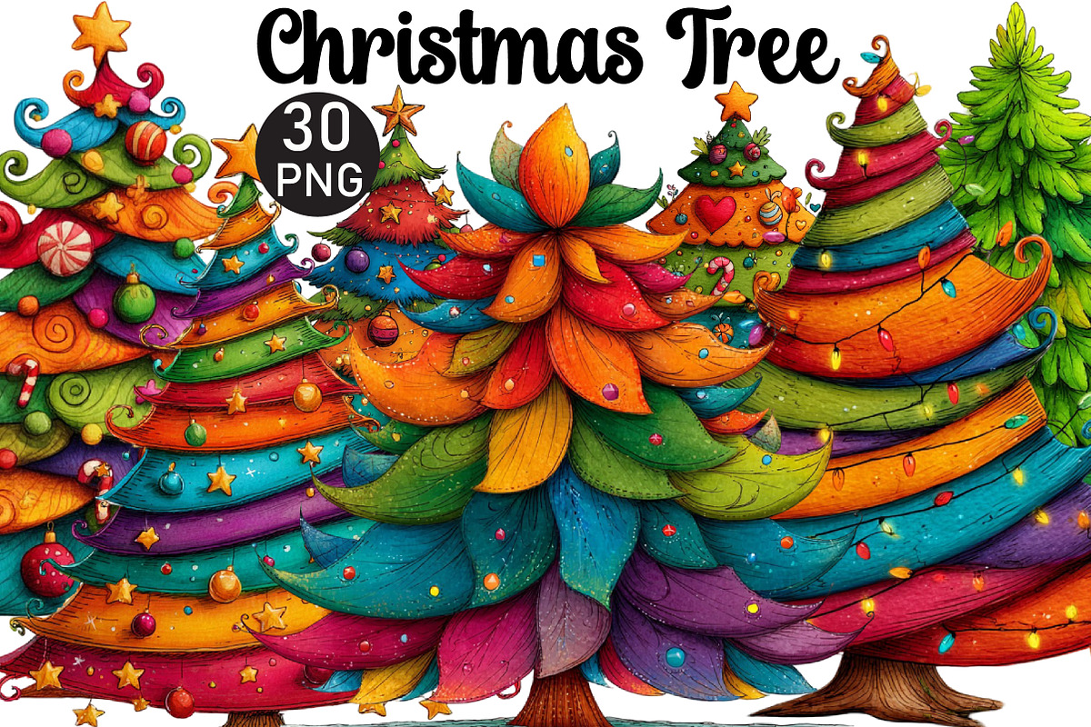 Christmas Tree Clipart, an Illustration by Black Bird Studio (Photo 1 of 6)