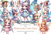 Watercolor Cute Fairy Clipart, an Illustration by DreamCafeArt (Thumbnail 1 of 3)
