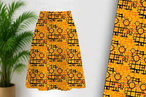 Orange and Black Stick People, a Pattern Graphic by Sharon Schwalbe