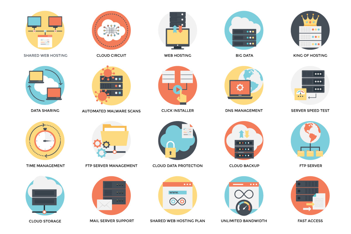 100 Flat Web Hosting Icons, a Duotone Icon by Prosymbols