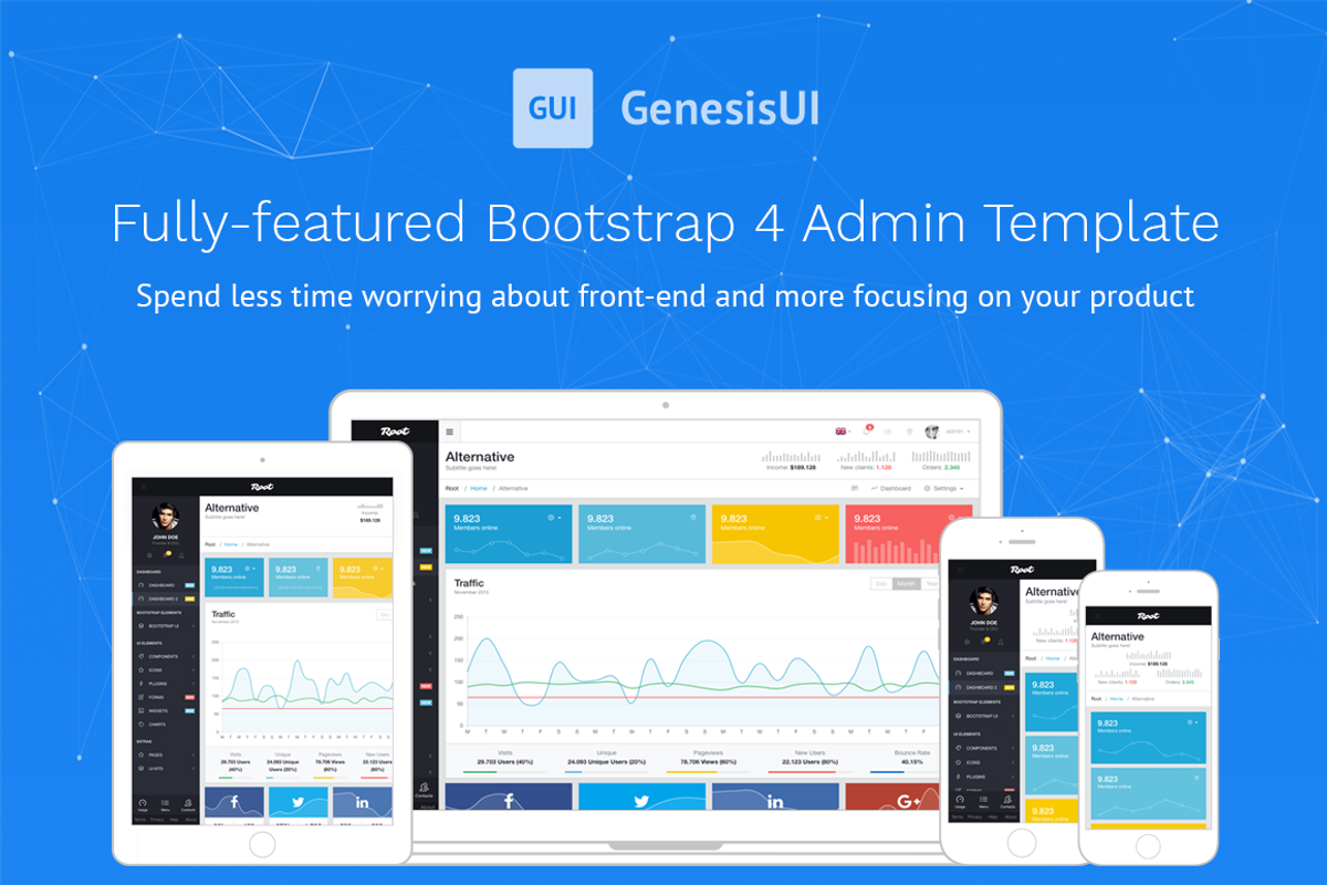 Root Bootstrap 4 Admin Template, a Bootstrap Template by creativeLabs (Photo 1 of 5)