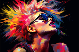 Vibrant Punk Rock Woman Portrait