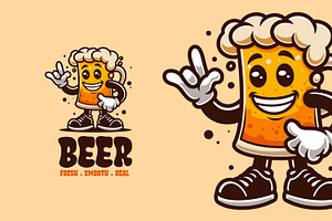 Beer Retro Vintage Mascot Character, a Branding & Logo Template by Gumrega Studio