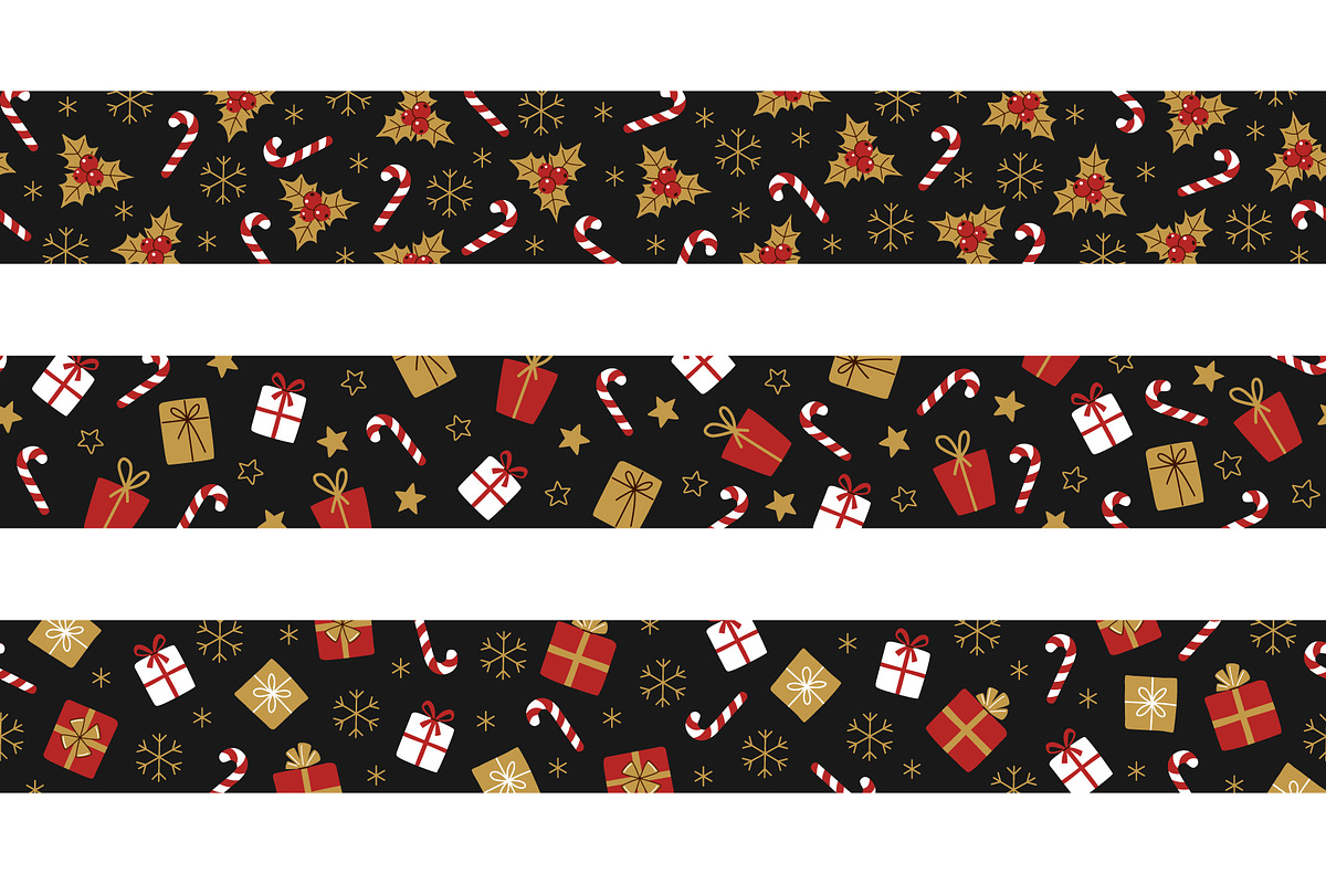 Seamless Christmas borders set, a Pattern Graphic by Barsuk's Shop (Photo 1 of 5)