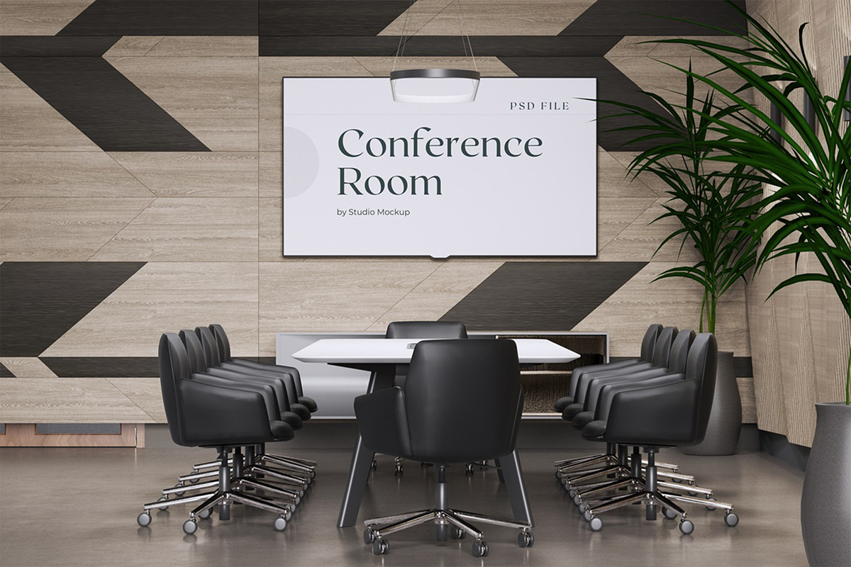 Conference Room Mockup, an Advertising Mockup by HanaSaka_Studio (Photo 2 of 5)
