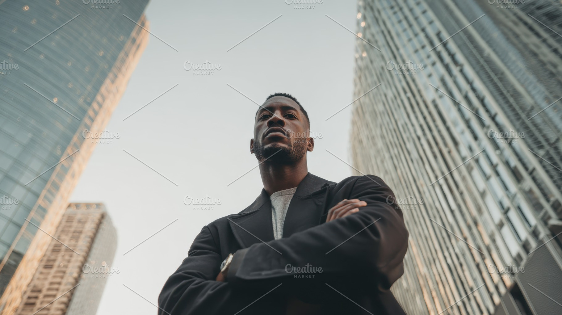 Man stands with arms crossed in city, a Photo by Beautiful things