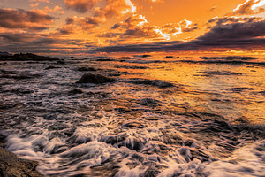 Oregon sunset featuring sunset, sun, and light
