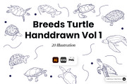 Turtle Breeds Hand Drawn, an Animal Illustration by SLAB! Design (Thumbnail 1 of 3)