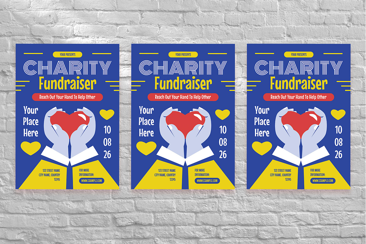Blue Flat Charity Fundraiser Flyer, a Flyer Template by Aiyari Graphic (Photo 3 of 3)
