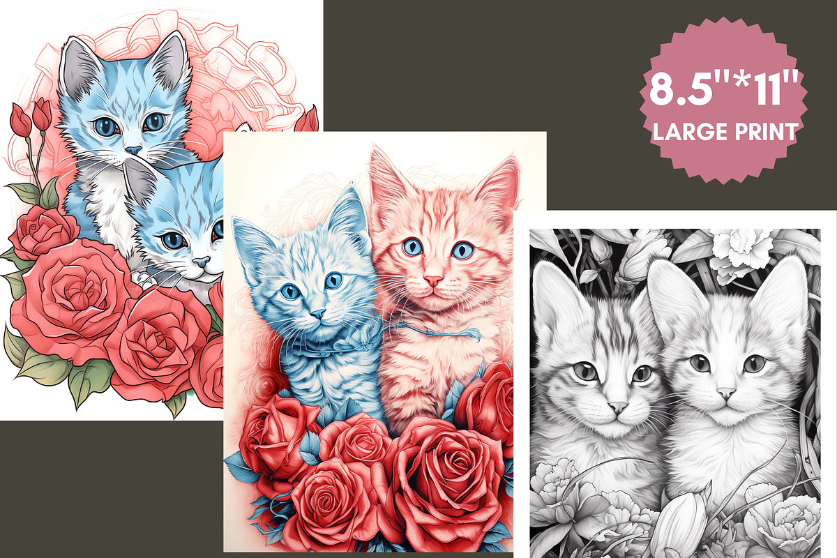 Cute Cat Coloring Pages for Adult, a Brochure Template by LA Design (Photo 6 of 10)