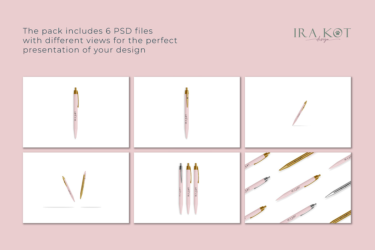 Pen PSD MOCKUP SET, a Pens & Pencil Mockup by Ira Kot Design (Photo 2 of 7)