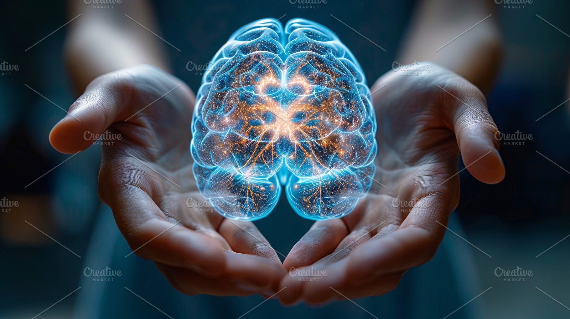 View of a woman holding encephalography brain, autism, Stroke, E, a Health & Medical Photo by AS photostudio