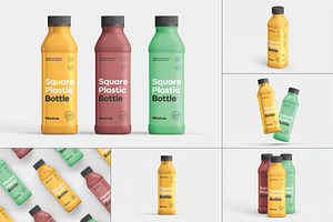 Square Plastic Bottle Mockup, a Packaging Mockup by DesignRushMarket