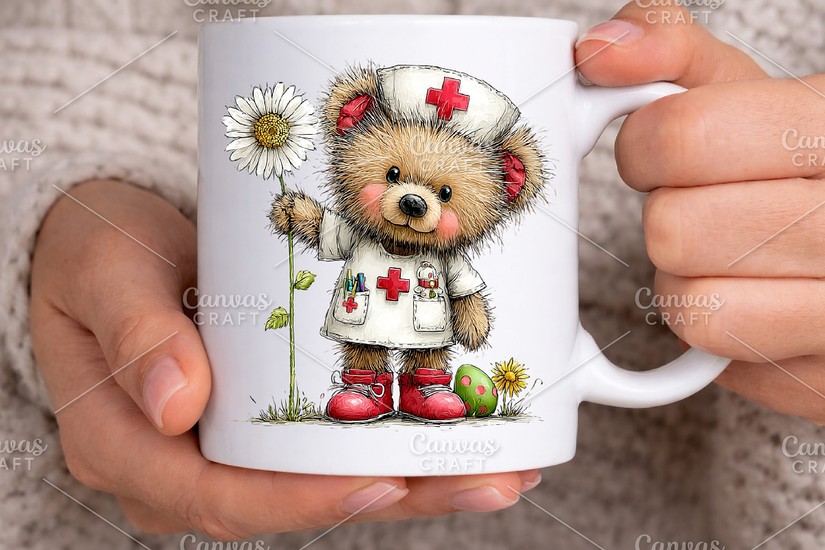 Whimsical Easter Nurse Teddy Clipart, an Illustration by Canvas Craft (Photo 7 of 7)