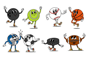 Cartoon retro groovy sport, a Sport Illustration by Vector Tradition