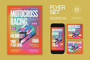 Orange Motocross Racing Flyer Set, a Flyer Template by graphicook (Thumbnail 1 of 6)